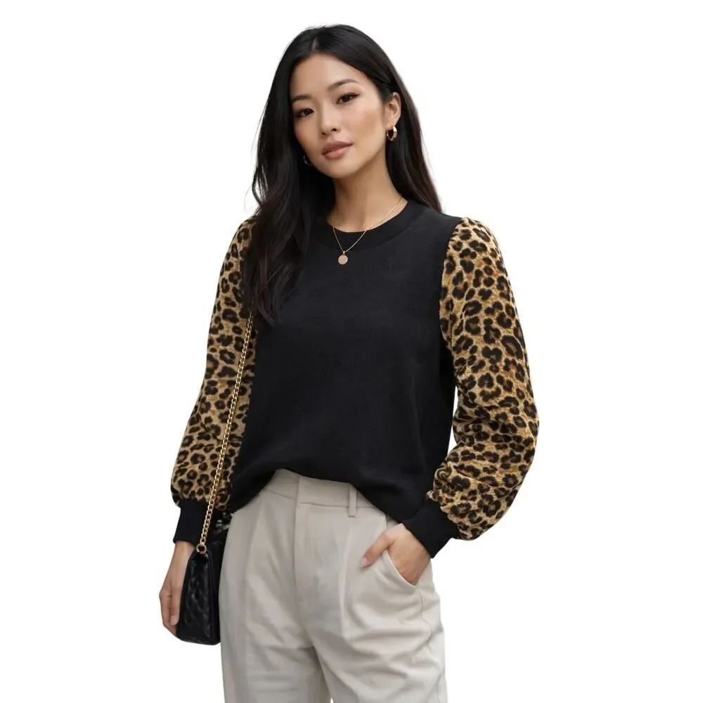 VERONICA BEARD Women's Adler Mixed Media Sweater Black Size Extra Small